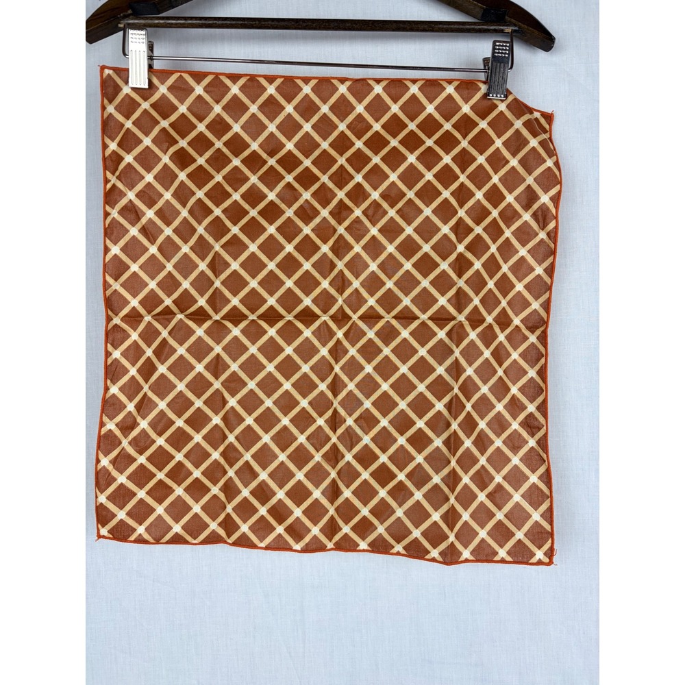 Set of 4 Terracotta Brown Lattice Print Cloth Napkins Autumn Harvest Table Decor - Picture 2 of 8